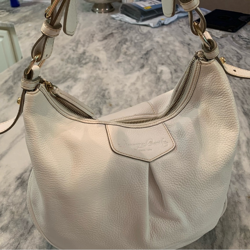 Dooney & Bourke White Leather Hobo with Adjustable Shoulder Strap